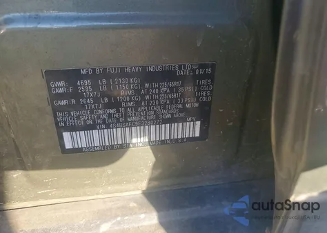 2015 Subaru Outback 2.5I Premium from USA, damaged, VIN 4S4BSAFC9F3280272